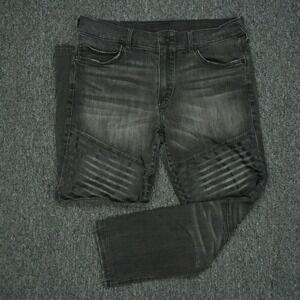 True Religion Jeans Mens 34x27 Black Rocco Relaxed Slim Five Pocket No Flap Moto